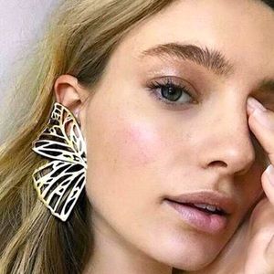 Golden Butterfly Wing Stud Earrings